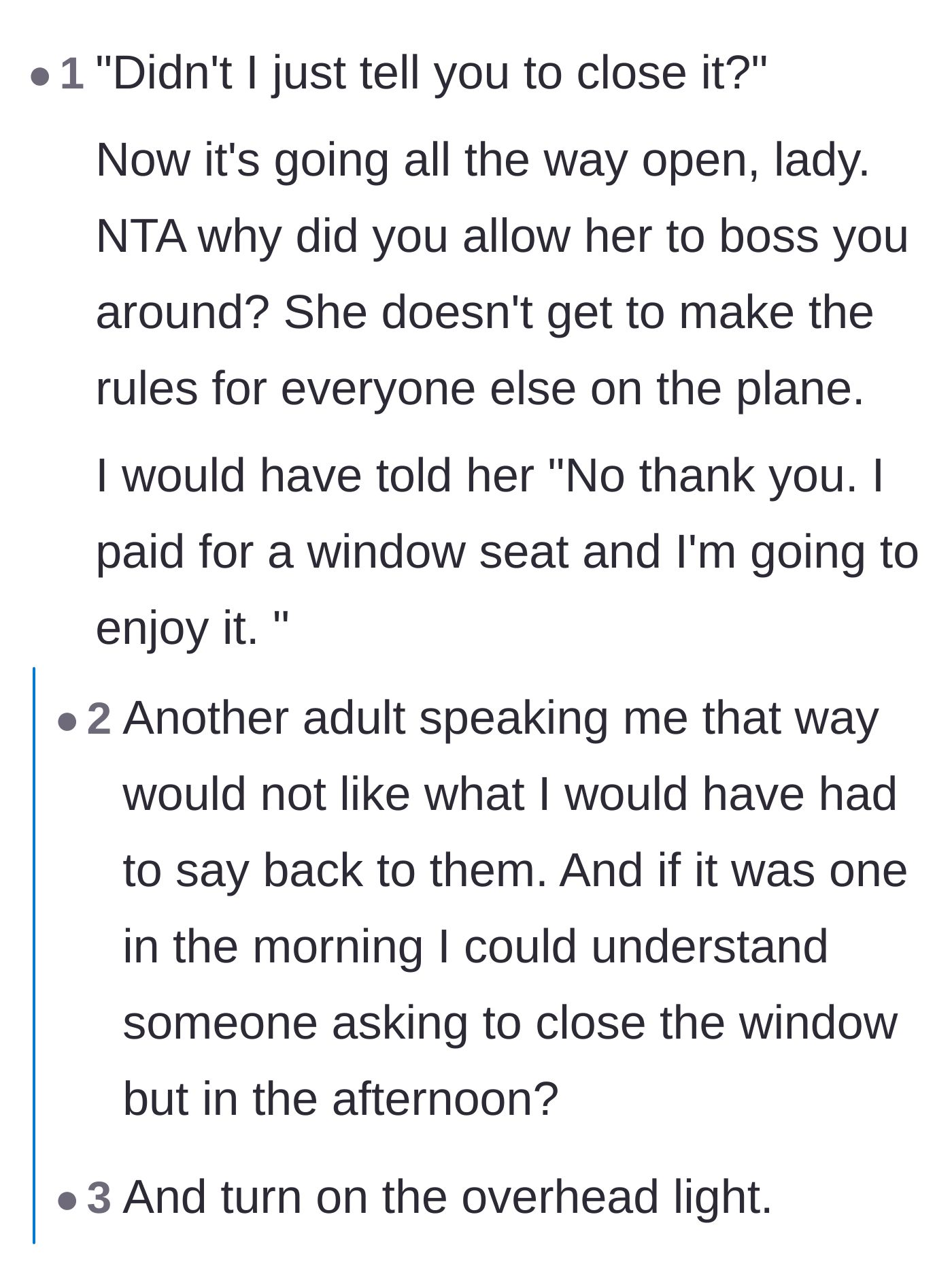 Comment thread 4 - Commenters expressing outrage over the mother speaking to another adult like a disobedient child.