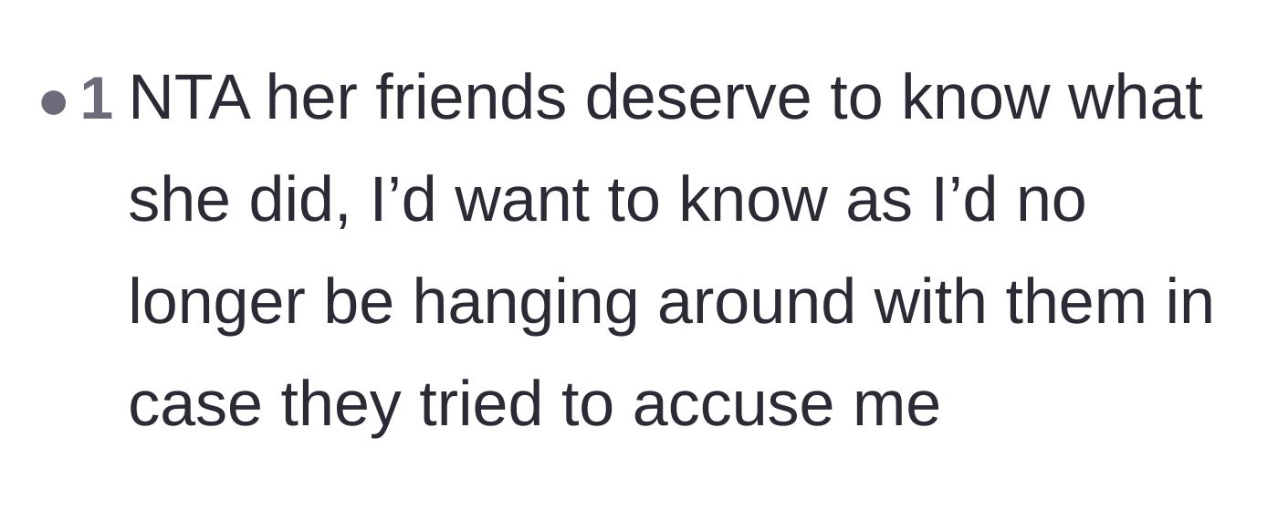 Comment thread 2 - Agreeing that the sister's friends had a right to know about her dangerous history of false accusations.