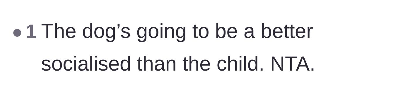Comment thread 5 - A sarcastic quip noting that the service dog will ultimately end up with better manners than the child.