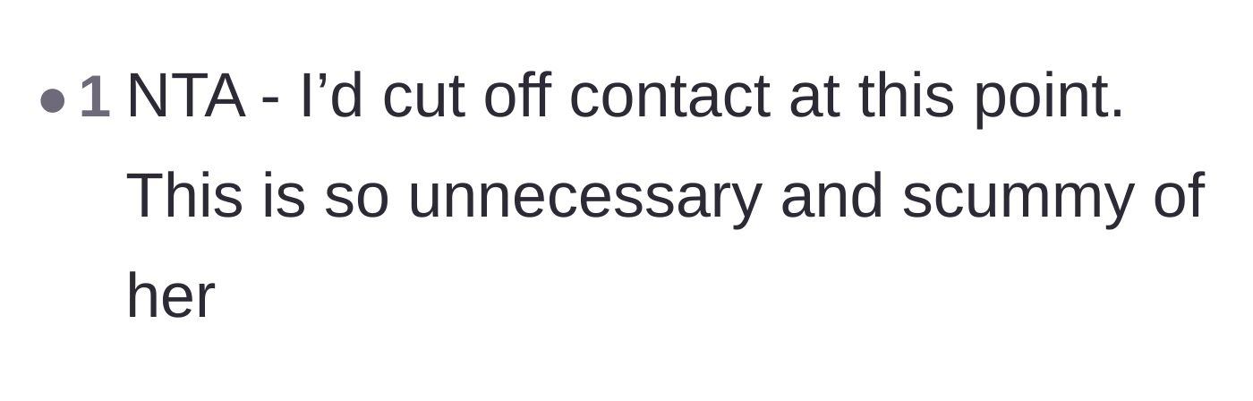 Comment thread 6 - Advice to completely cut off contact with the neighbor due to her manipulative behavior.