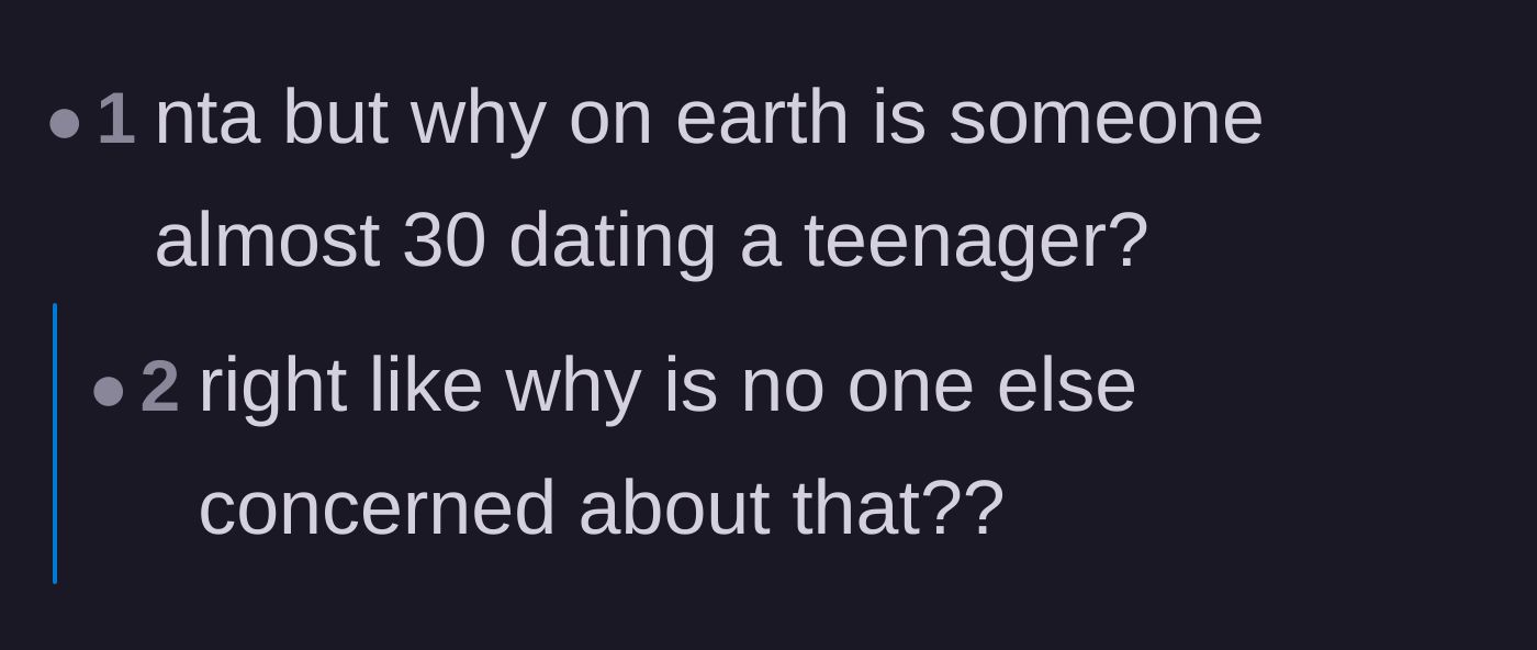 Comment thread 5 - Readers agreeing and questioning why an almost 30-year-old is dating a 19-year-old.