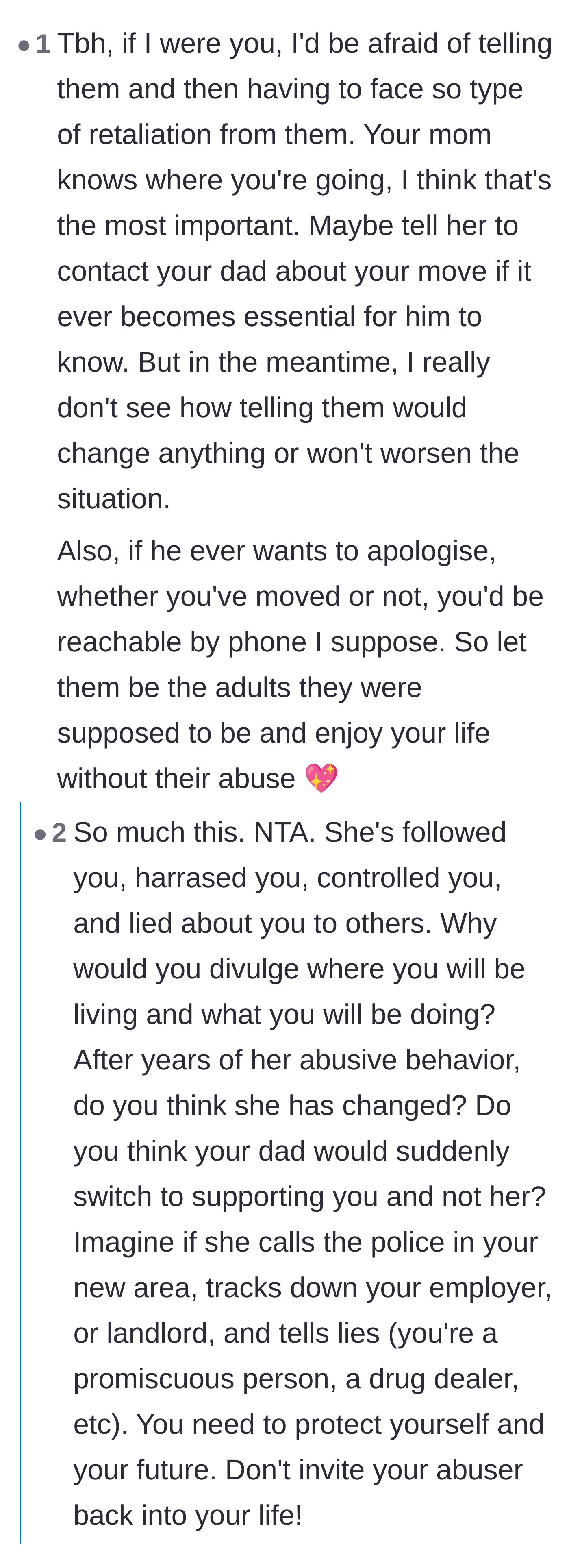 Comment thread 4 - Commenters express genuine fear that giving the stepmother a new address could lead to stalking or career sabotage.