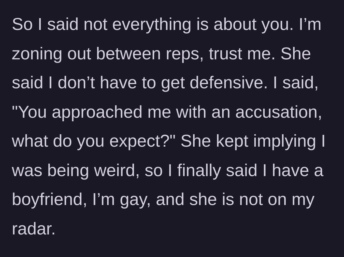 Story part 5 - The main character bluntly reveals he is gay