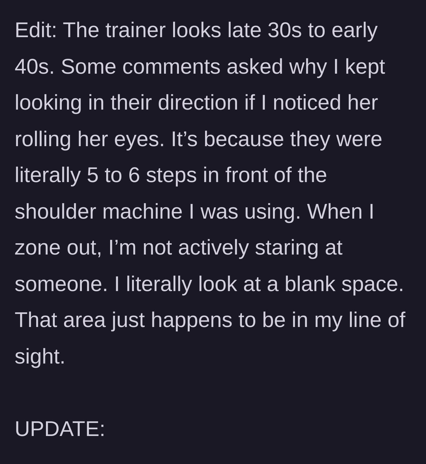 Story part 7 - Clarification on the gym's physical layout and distance