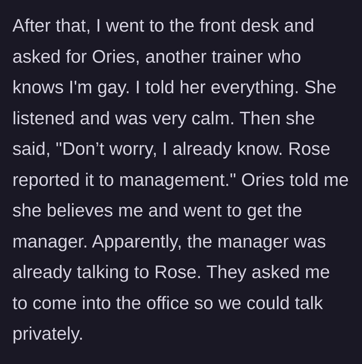 Story part 9 - Speaking with a friendly colleague who reveals management involvement