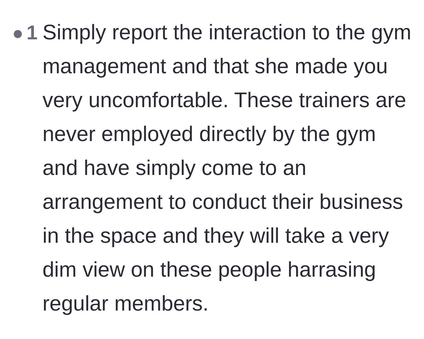 Comment thread 6 - Advice on navigating gym management structures and the financial reality of independent trainers alienating paying members.
